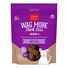 Cloud Star Wag More Bark Less Grain Free Jerky Dog Treats with Natural Duck & Apple 10-oz