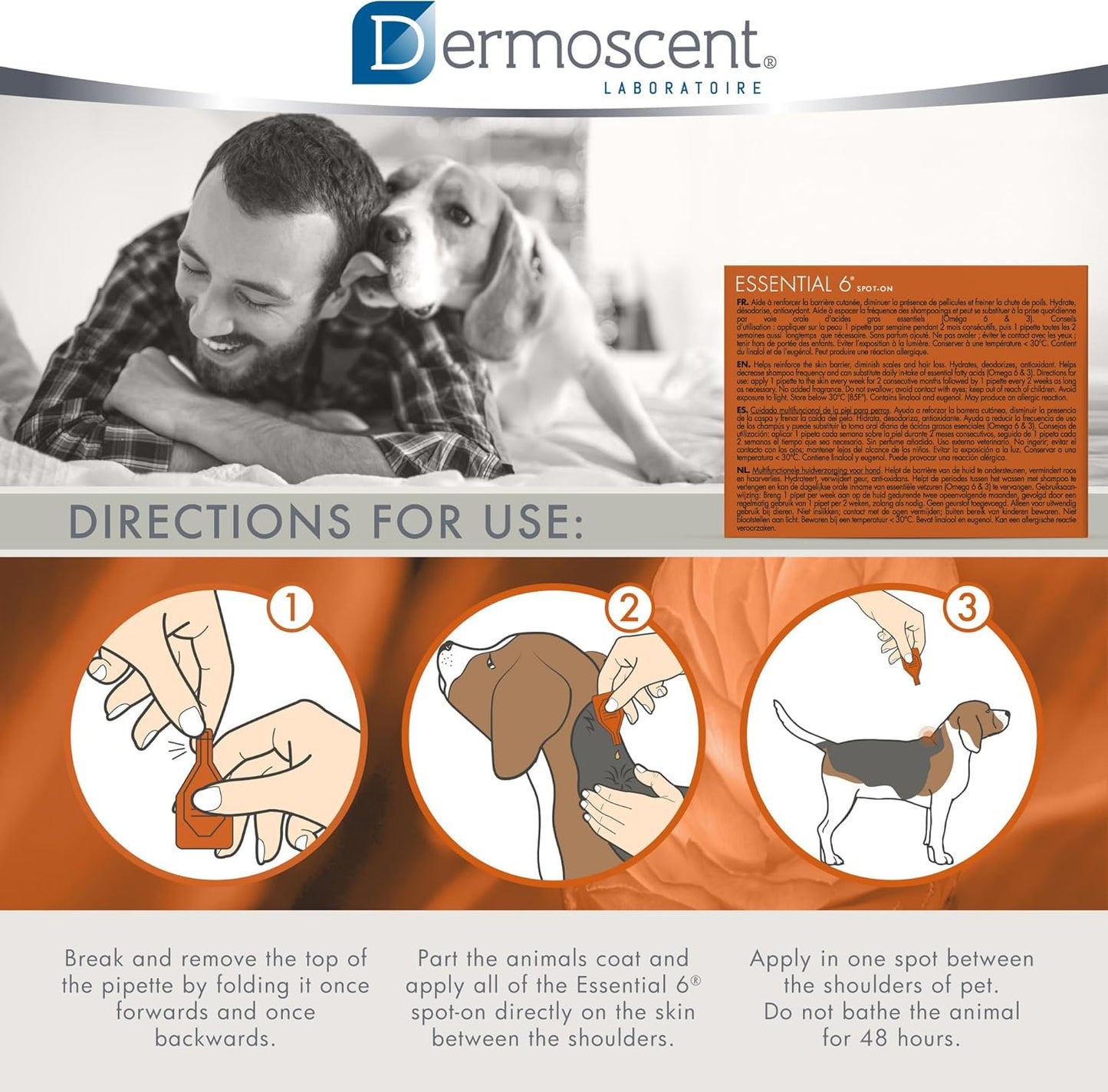 Dermoscent Essential 6 Spot-on Skin Care for Dogs 22 to 45 lbs
