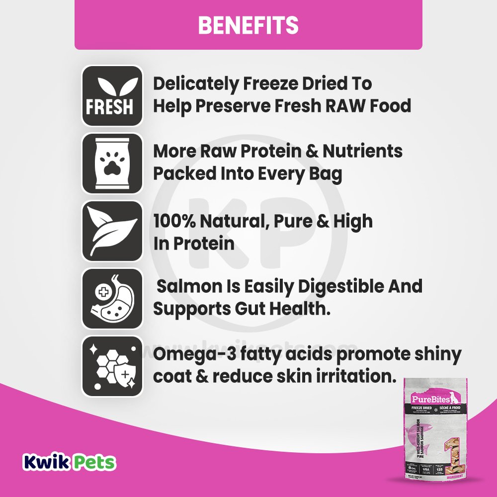 Benefits of PureBites Salmon Freeze Dried Pure Dog Treats 2.47-oz