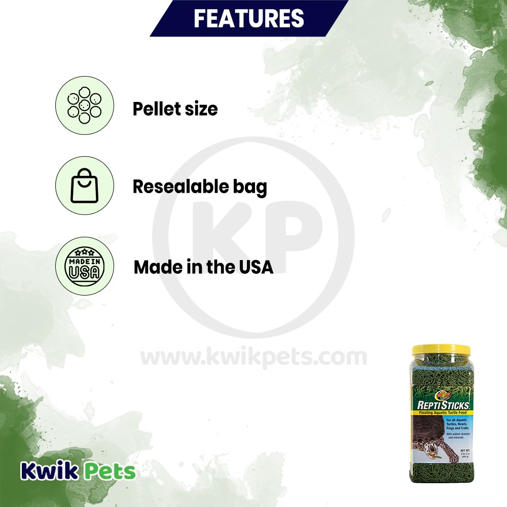 Zoo Med Reptisticks Floating Aquatic Turtle Dry Food Features