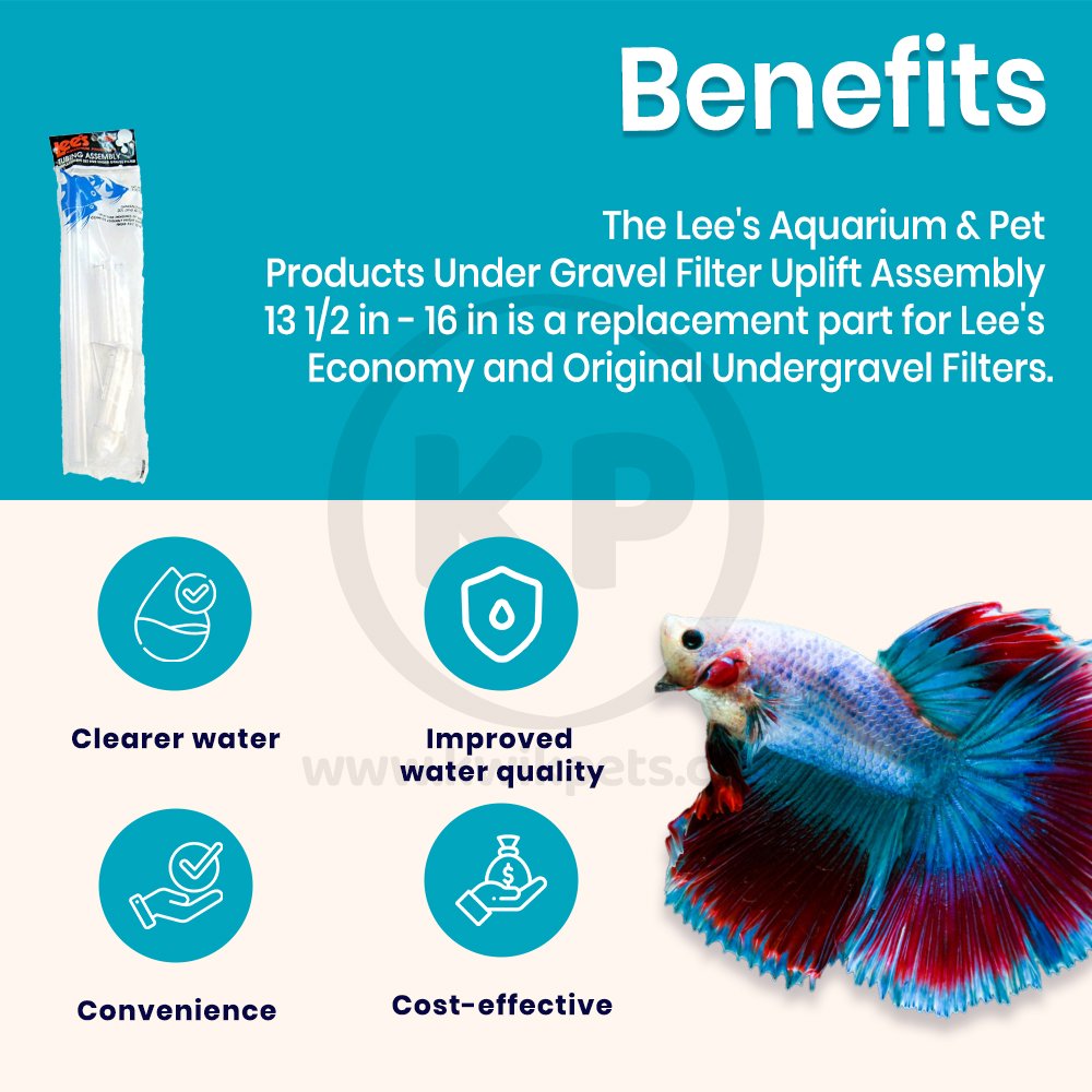 Lee's Aquarium & Pet Products Under Gravel Filter Uplift Assembly 13 1/2 in - 16 in, Kwik Pets