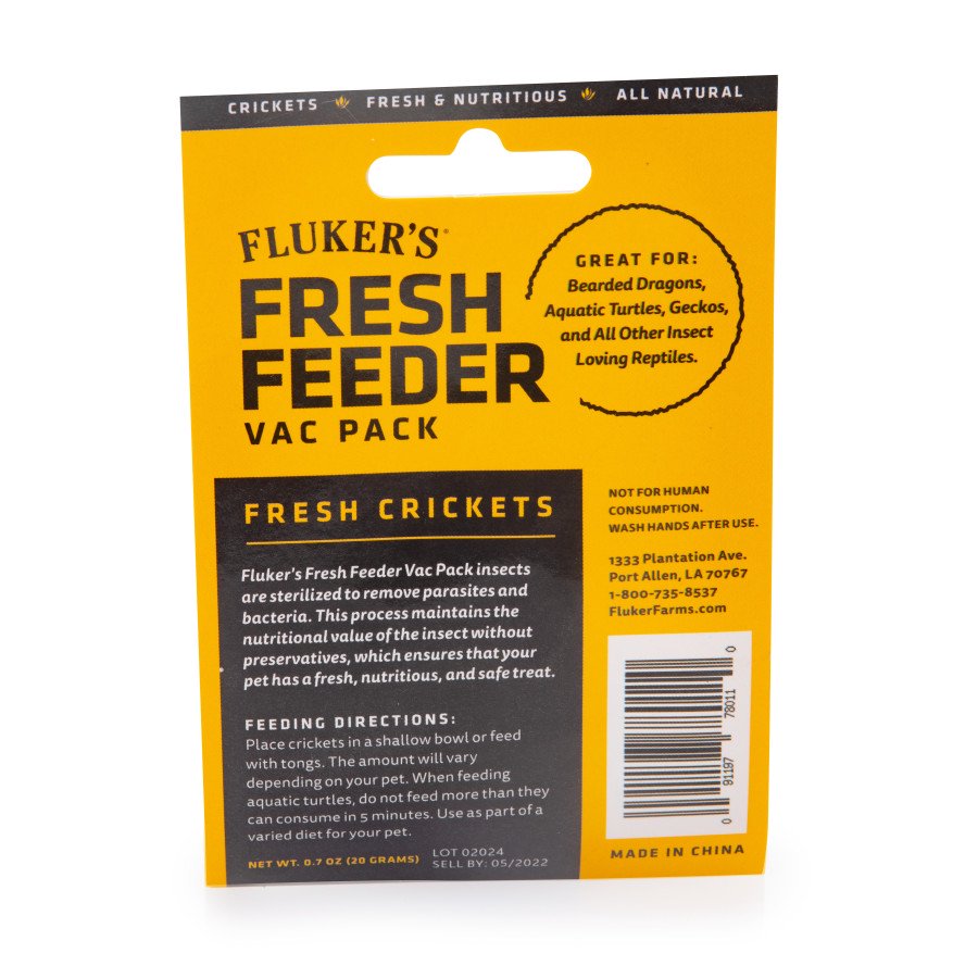 Fluker's Fresh Feeder Vac Pack Crickets Reptile Food 0.7-oz, Kwik Pets