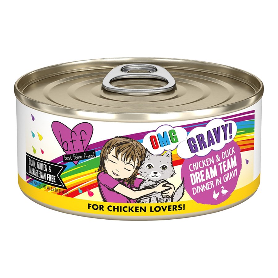 Weruva B.F.F. OMG Chicken & Duck Dream Team Dinner in Gravy Wet Cat Food 5.5-oz