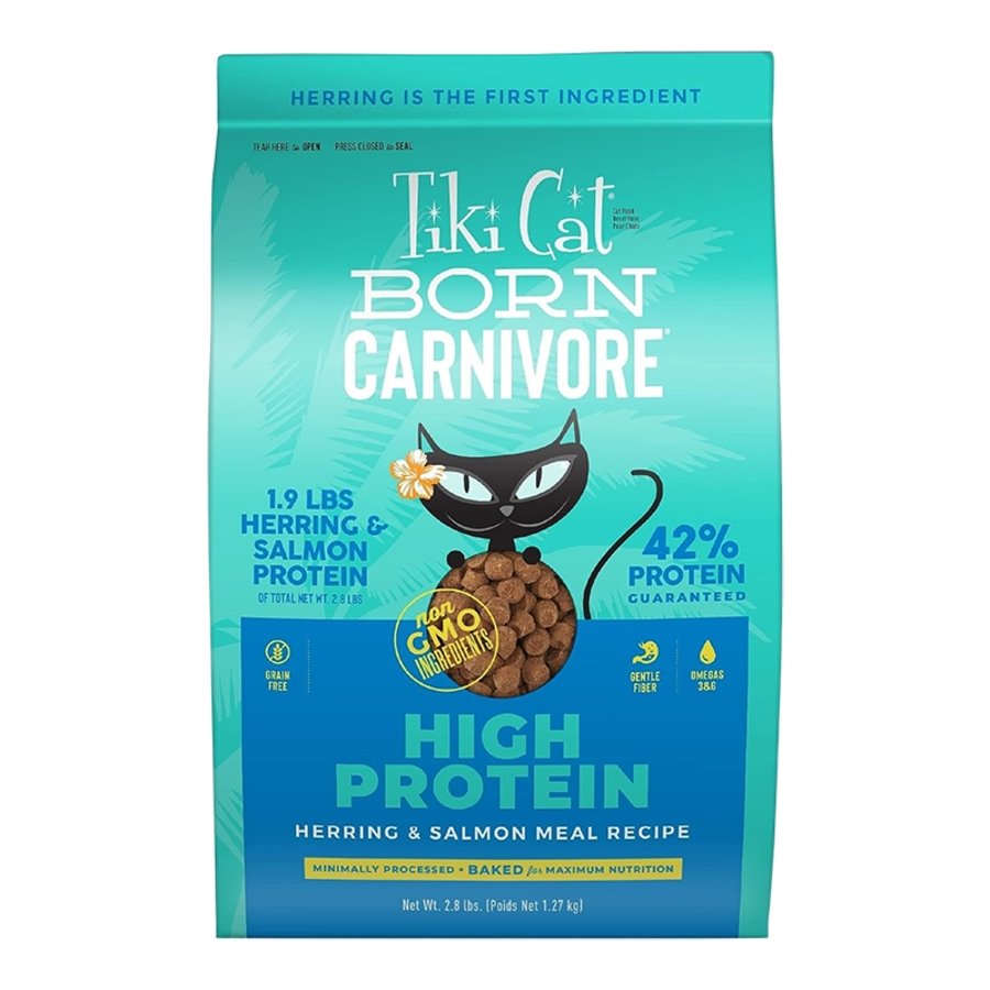 Tiki Pets Cat Born Carnivore High Protein Dry Cat Food Herring & Salmon 2.8-lb