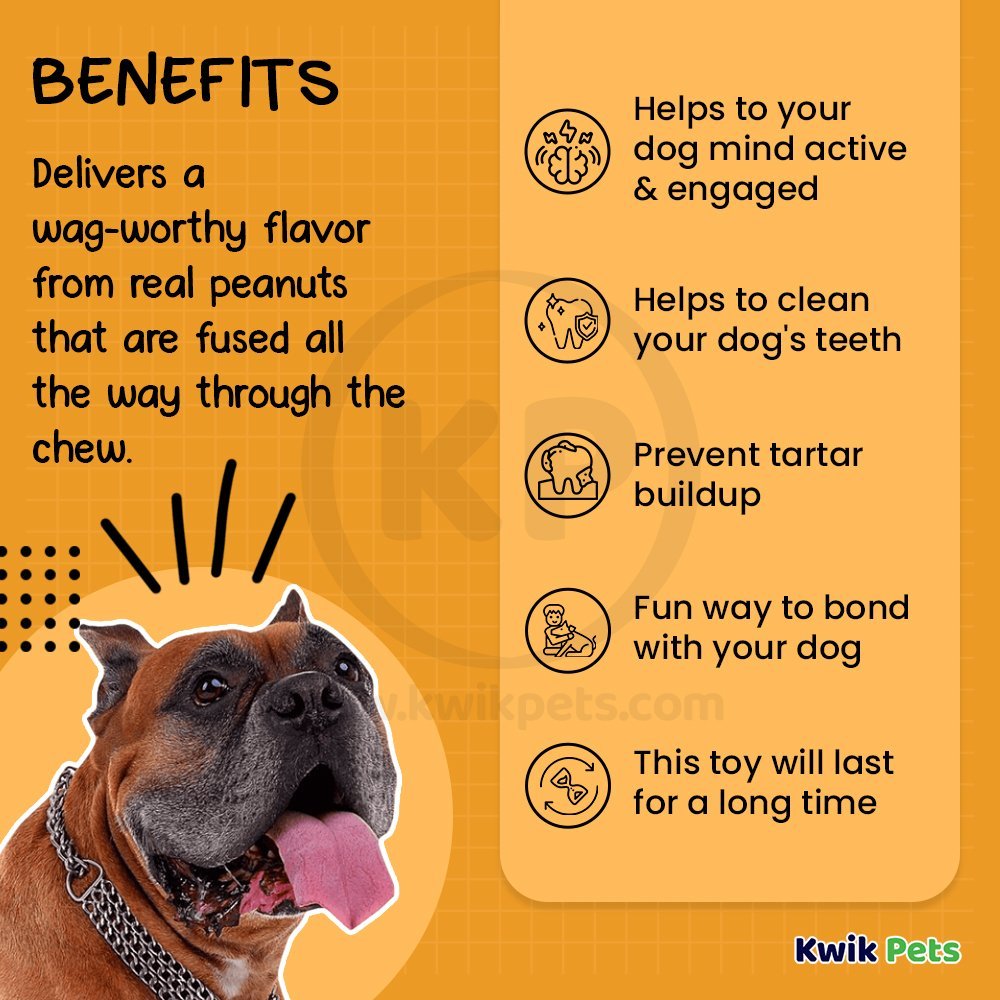 Benebone Wishbone Dog Chew Toy Peanut Butter Large, Kwik Pets