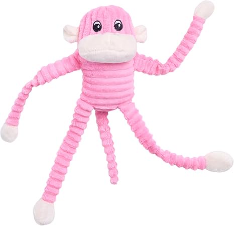 ZippyPaws Spencer the Crinkle Monkey Dog Toy Pink Small