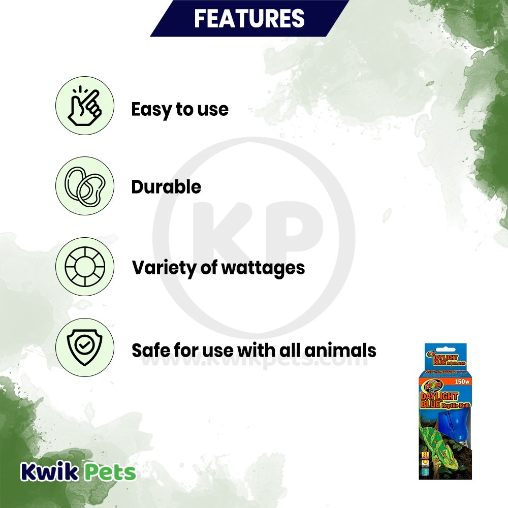 Zoo Med Daylight Blue Reptile Bulb 150W, Kwik Pets