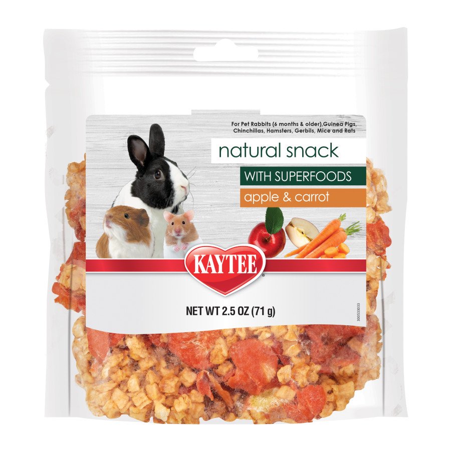 Kaytee Natural Snack with Superfoods Carrot & Apple Small Animal Treats 2.5-oz, Kwik Pets