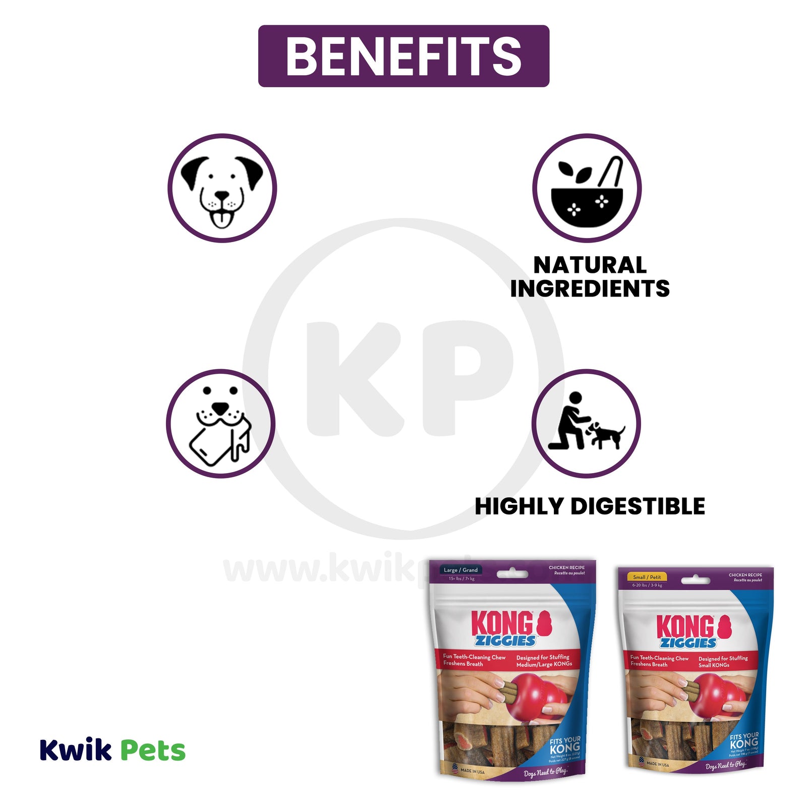 Benefits of KONG Stuff'N Ziggies Dog Treat Large 8-oz