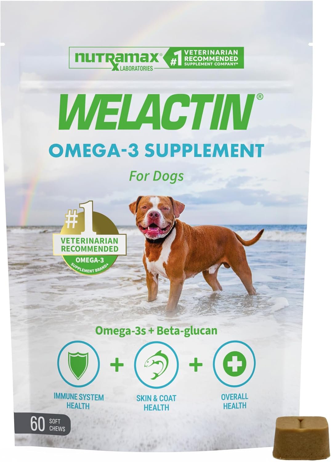 Nutramax Welactin Omega-3 Soft Chews Overall Health Supplement for Dogs 60 Count