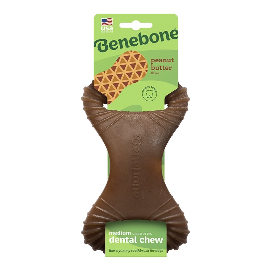 Benebone Dental Chew Dog Toy Peanut Butter Medium, Kwik Pets