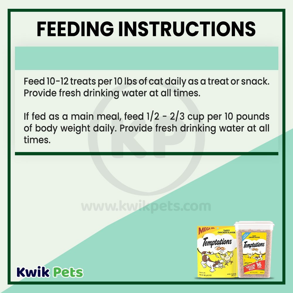Feeding Instruction - Temptations Classics Crunchy & Soft Adult Cat Treats Tasty Chicken 16-oz
