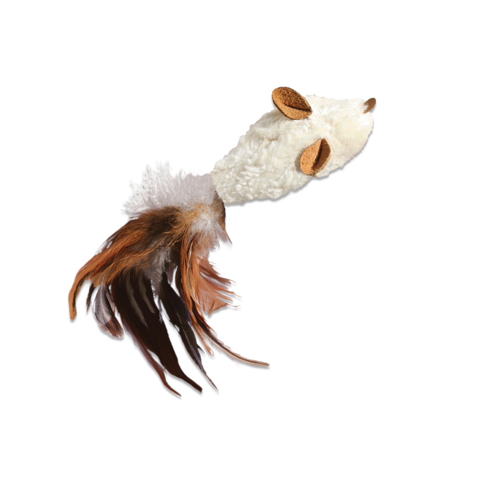 KONG Refillable Feather Mouse Catnip Cat Toy White