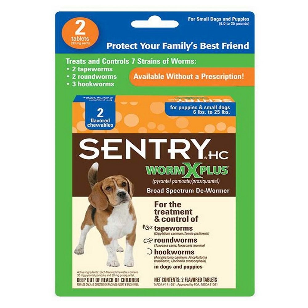 Sentry Worm X Plus 7 Way De-Wormer for Small Dogs 2 Count, Kwik Pets