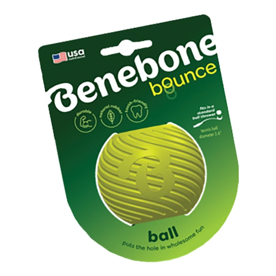 Benebone Natural Rubber Ball Dog Toy Green Medium, Kwik Pets