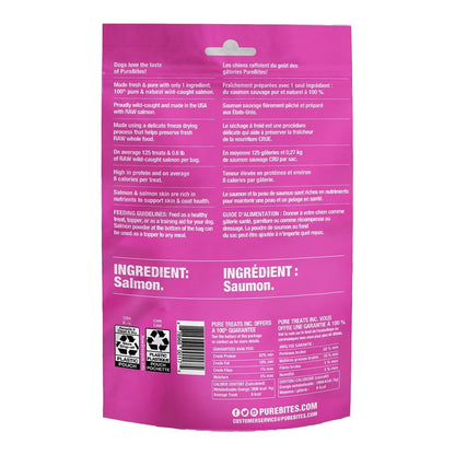 Back of PureBites Salmon Freeze Dried Pure Dog Treats 2.47-oz