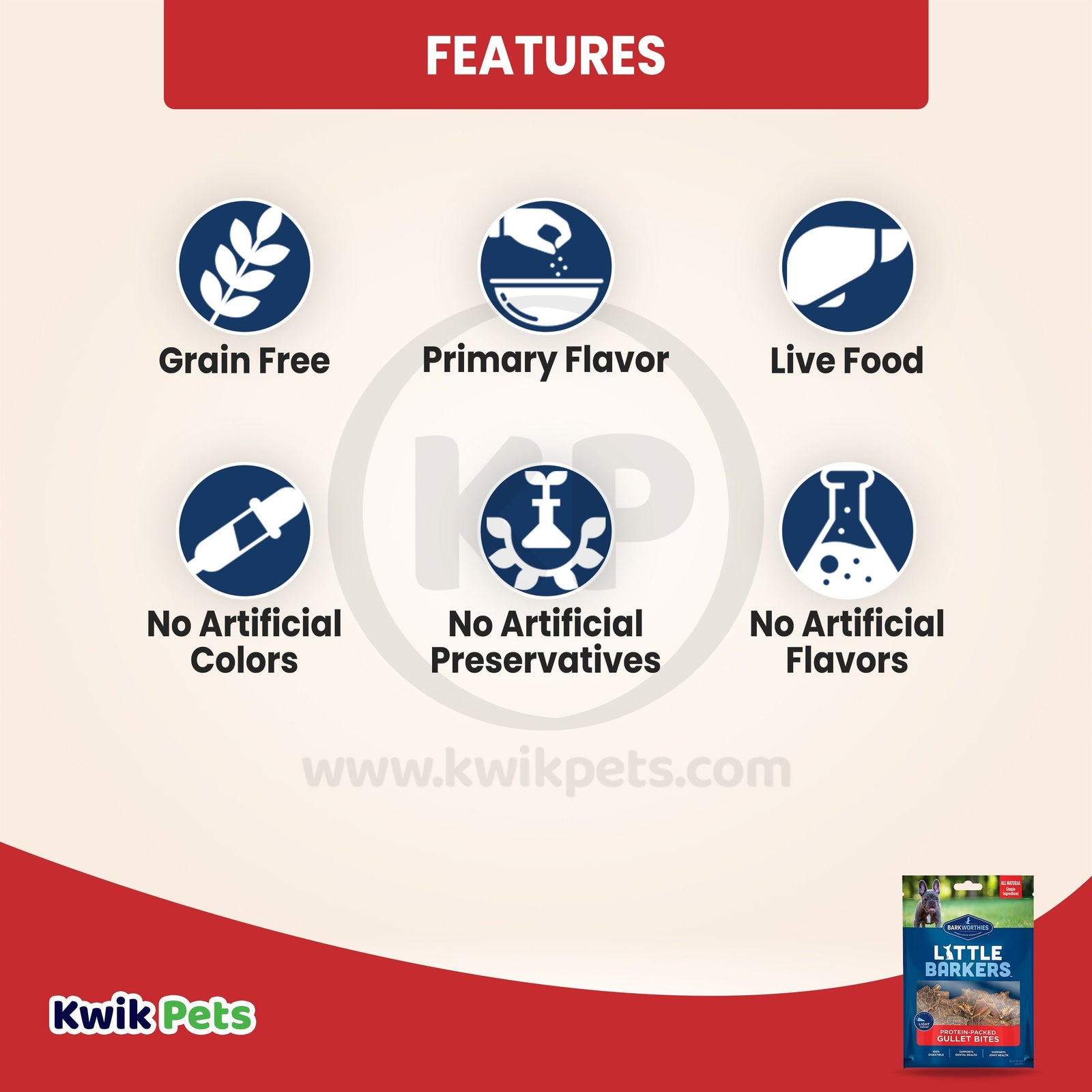Features of Barkworthies Little Barkers Gullet Bites Dog Chews 5-oz