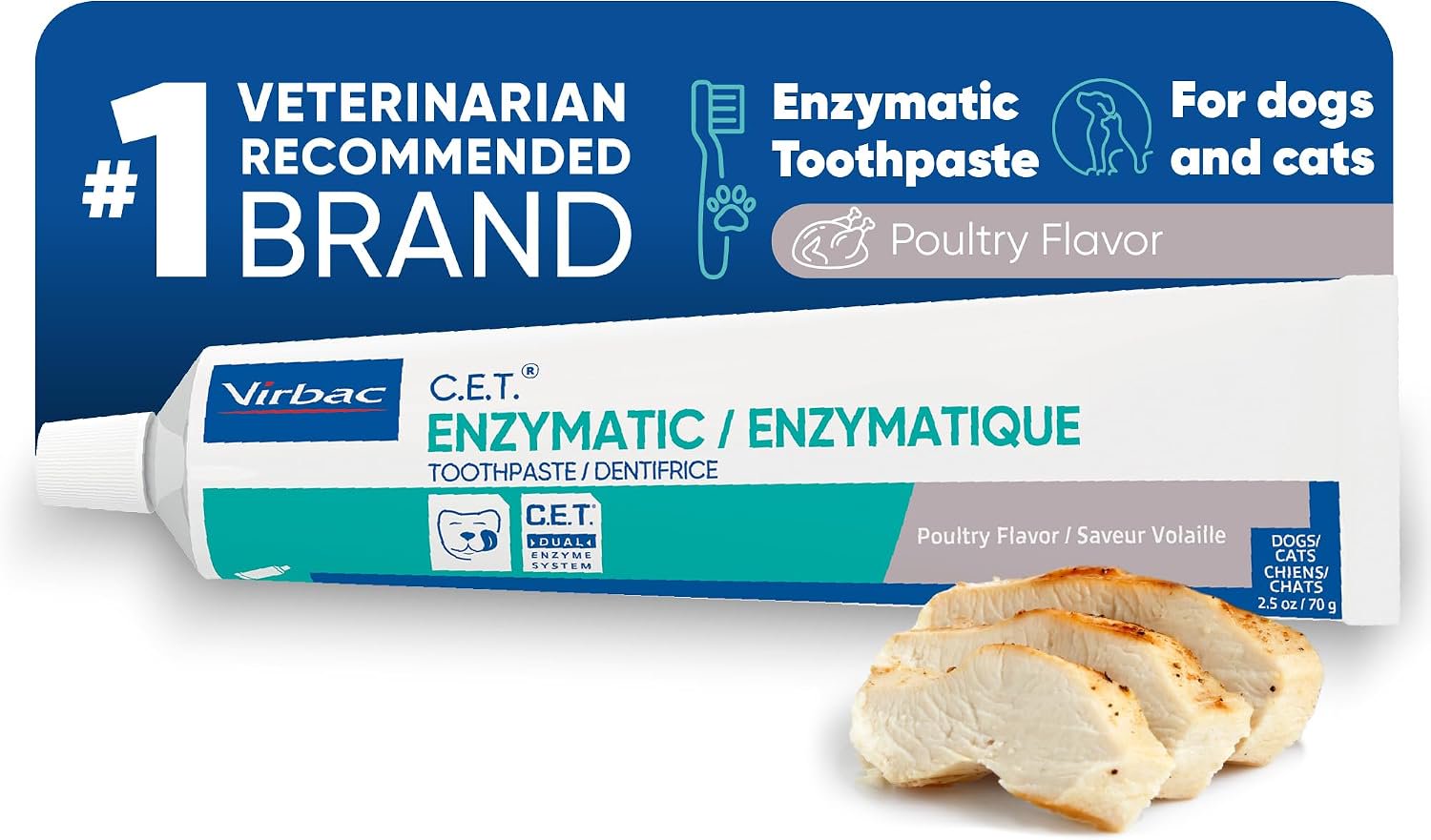 Virbac C.E.T. Enzymatic Dog & Cat Toothpaste Poultry Flavor 2.5-oz