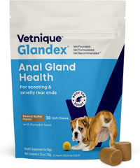 Vetnique Glandex Anal Gland Soft Chews for Dogs Peanut Butter with Pumpkin Seed 30 Count 4.25-oz