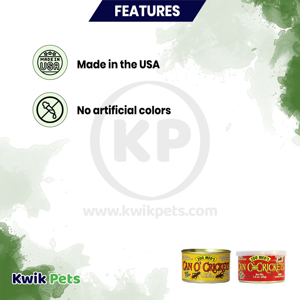 Zoo Med Can O' Adult Crickets Reptile Wet Food 1.2-oz, Kwik Pets