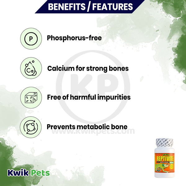 Features of Zoo Med Reptivite 2-oz