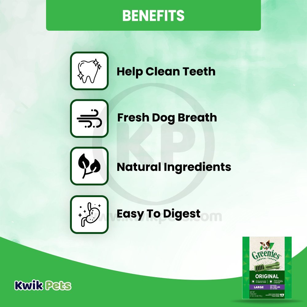 Benefits of Greenies Original Dog Dental Treats Large 27-oz 17 Count