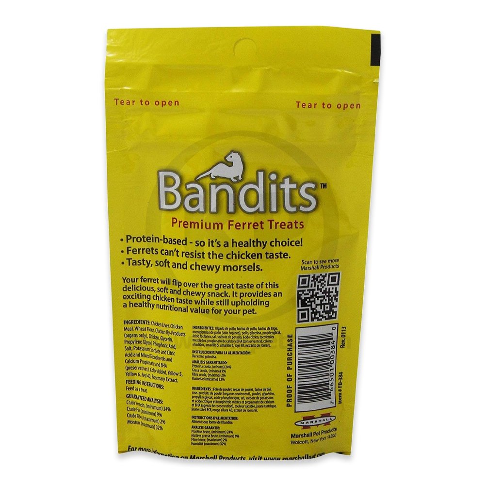 Marshall Pet Products Bandits Ferret Treat Original Chicken 3-oz, Kwik Pets