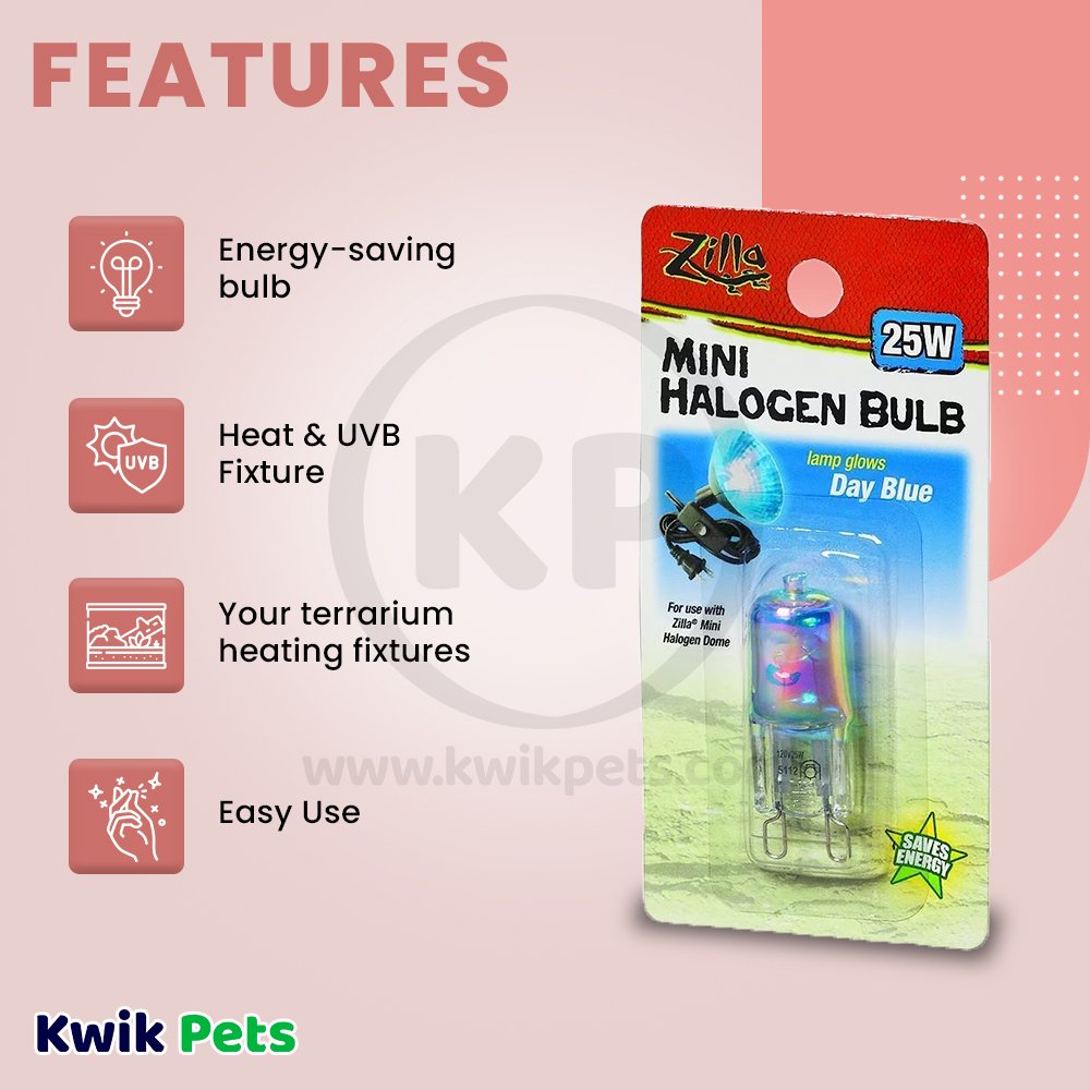 Zilla Mini Halogen Bulbs Day Blue 25 W, Zilla