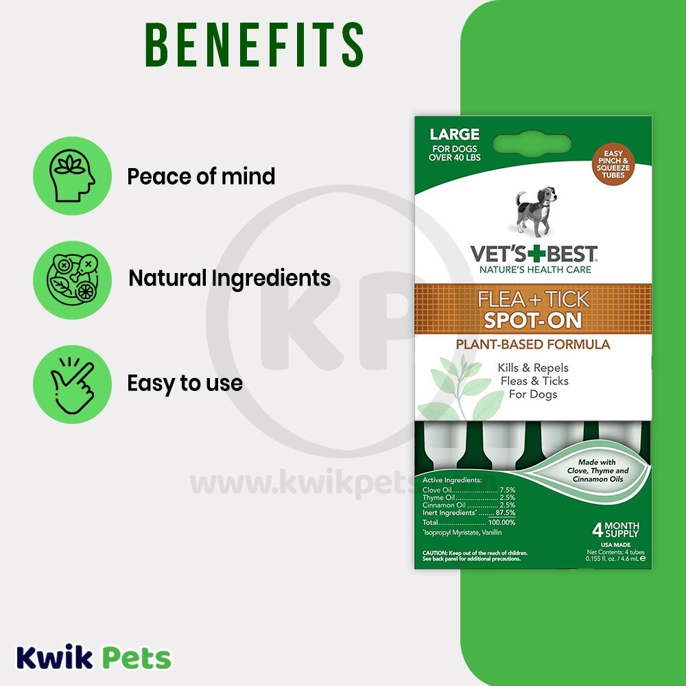 Vet's Best Flea and Tick Spot-On 4.6 ml, 4 ct, Vet's Best