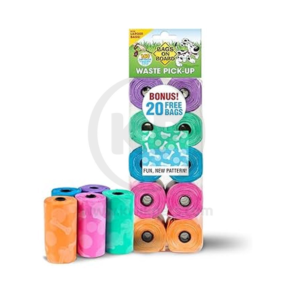 Bags on Board Waste Pick-up Refill Bags Rainbow 140 Count, Kwik Pets
