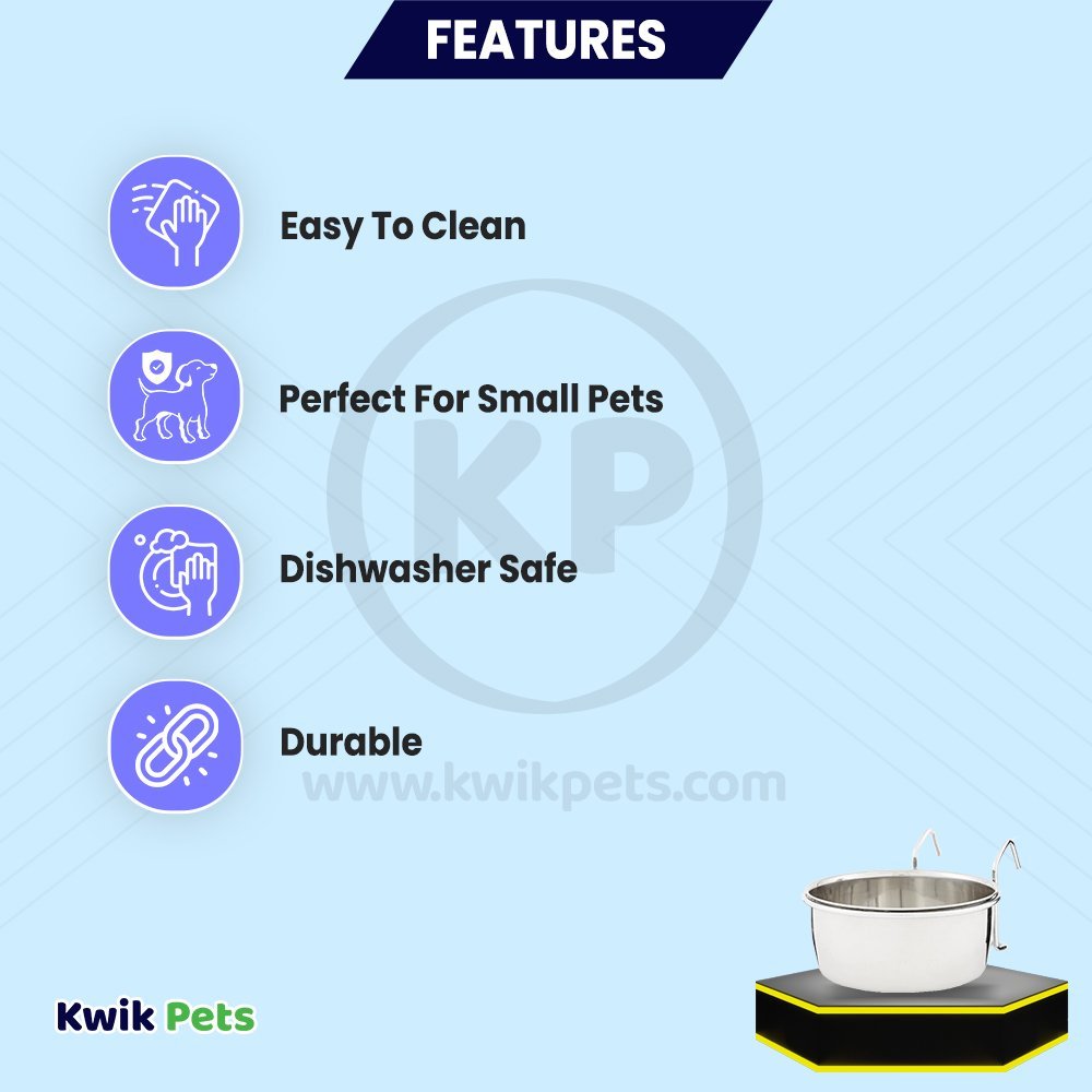 Features of Ethical Pet Spot Stainless Steel Bird Coop Cup with Wire Hanger 20-oz