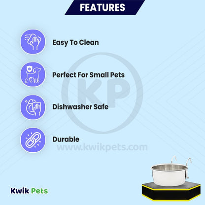 Features of Ethical Pet Spot Stainless Steel Bird Coop Cup with Wire Hanger 20-oz