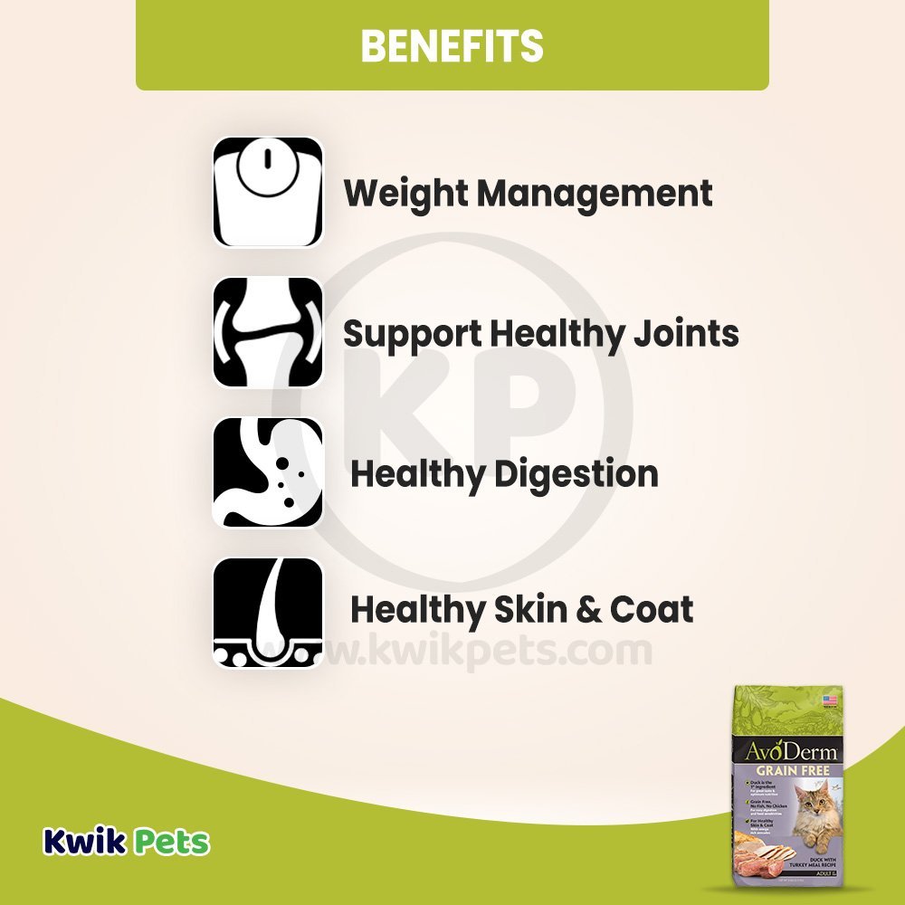Benefits of AvoDerm Grain Free Duck with Turkey Meal Dry Cat Food
