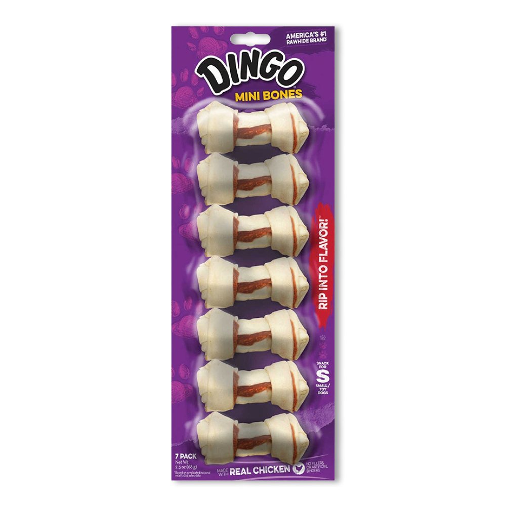 Dingo Knotted Rawhide Bones 2.3 oz, 7 pk, Dingo