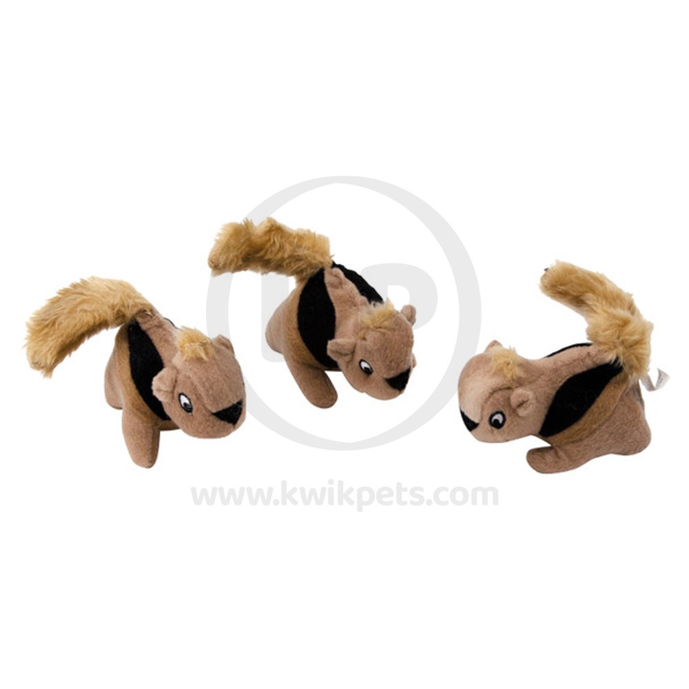 Outward Hound Squeekin' Animals Dog Toy Squirrel 3 Count, Kwik Pets