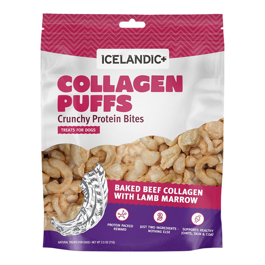 Icelandic+ Beef Collagen Puffs with Lamb Marrow Dog Treats 2.5-oz, Kwik Pets