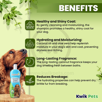 Espree Natural Coconut Cream Dog Shampoo 20-oz, Kwik Pets