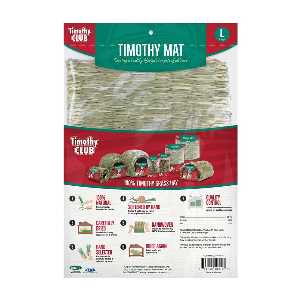 Oxbow Animal Health Timothy CLUB Small Animal Hay Mat Large, Kwik Pets