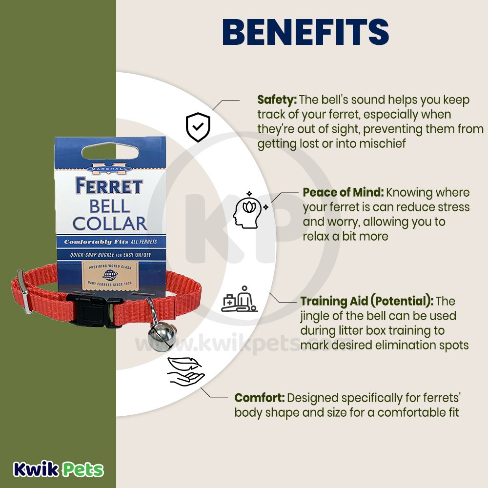 Marshall Pet Products Ferret Bell Collar Red, 3/8 in, Kwik Pets