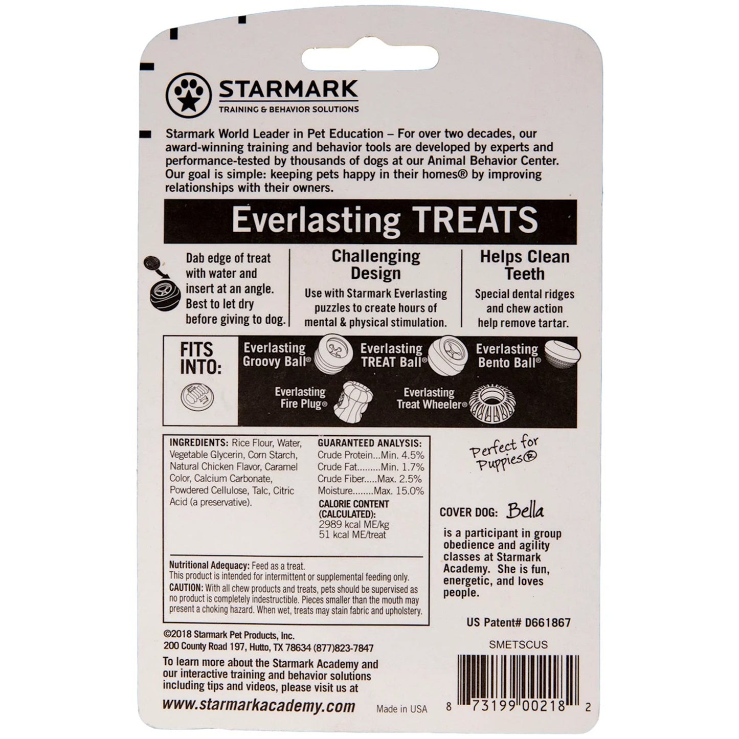 Back of Starmark Everlasting Dog Treat Chicken Small 1.2-oz 1 Pack