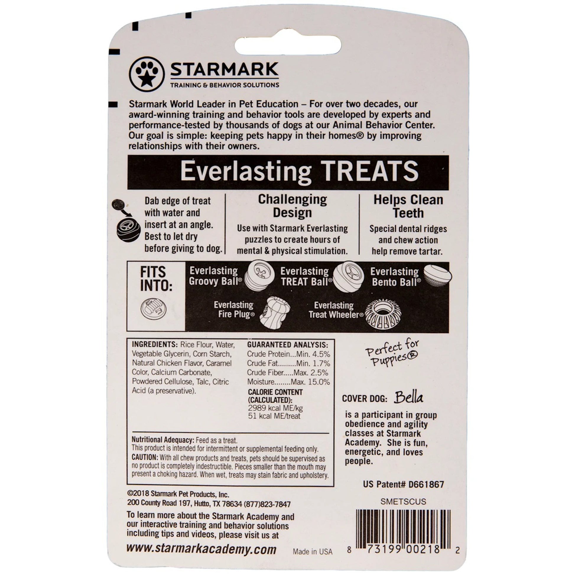 Back of Starmark Everlasting Dog Treat Chicken Small 1.2-oz 1 Pack
