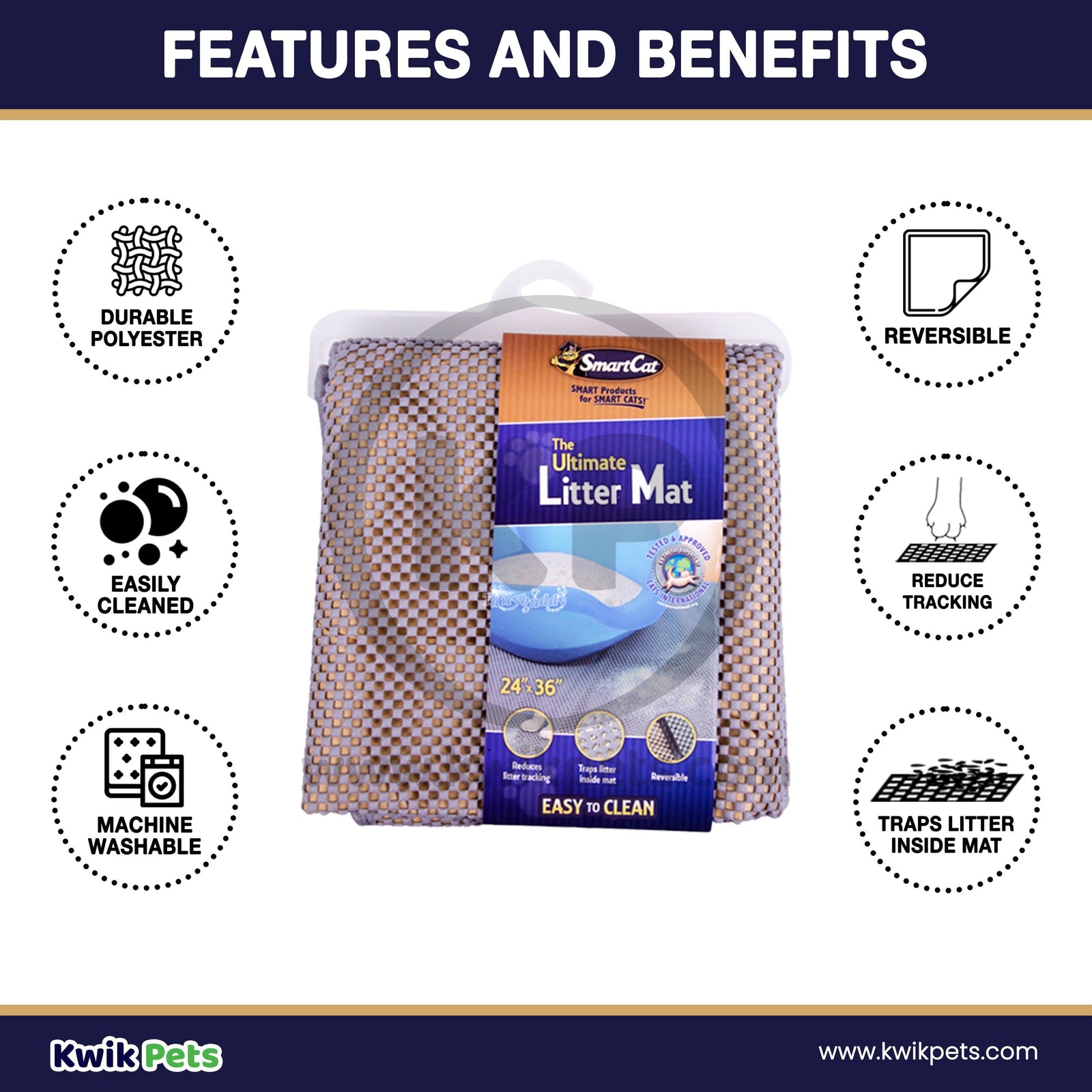 Features and Benefits of Pioneer Pet SmartCat The Ultimate Litter Mat 24"x 36"
