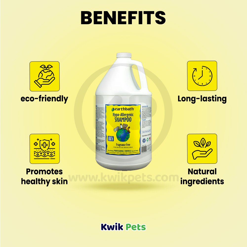 Benefits of Earthbath Hypo-Allergenic Pet Shampoo Fragrance Free 128-oz