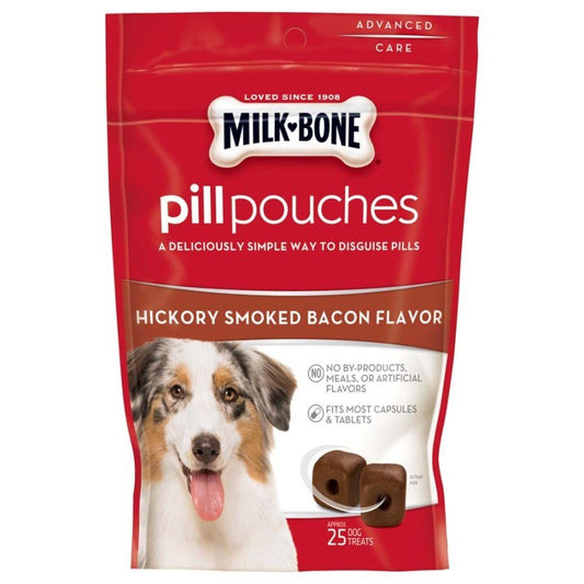 Milk-Bone Pill Pouches Dog Treats Hickory Smoked Bacon Flavor, 25 ct, 6-oz, Milk-Bone