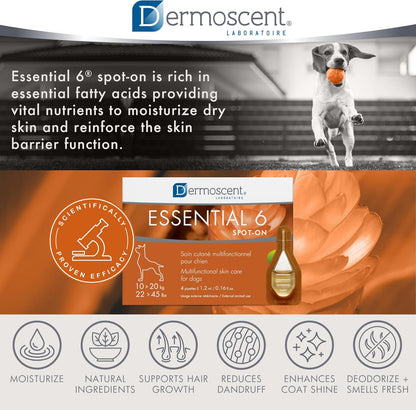 Dermoscent Essential 6 Spot-on Skin Care for Dogs 22 to 45 lbs
