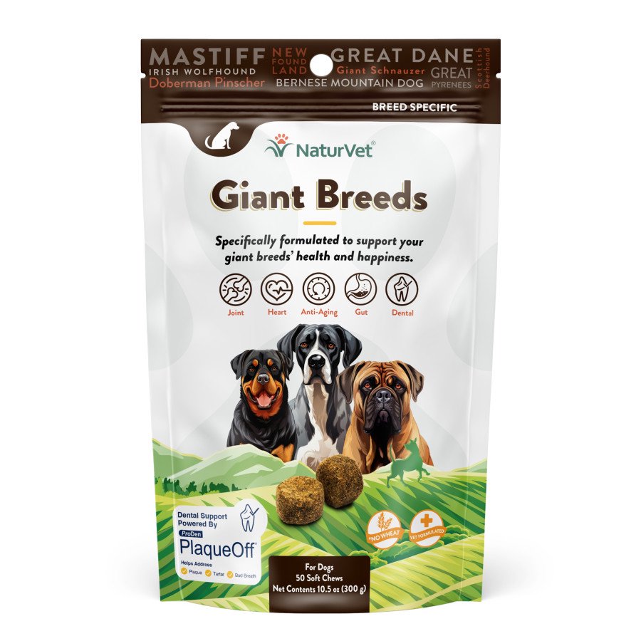NaturVet Giant Breed Multivitamin Supplement Dogs Soft Chews 50 Count 10.5-oz