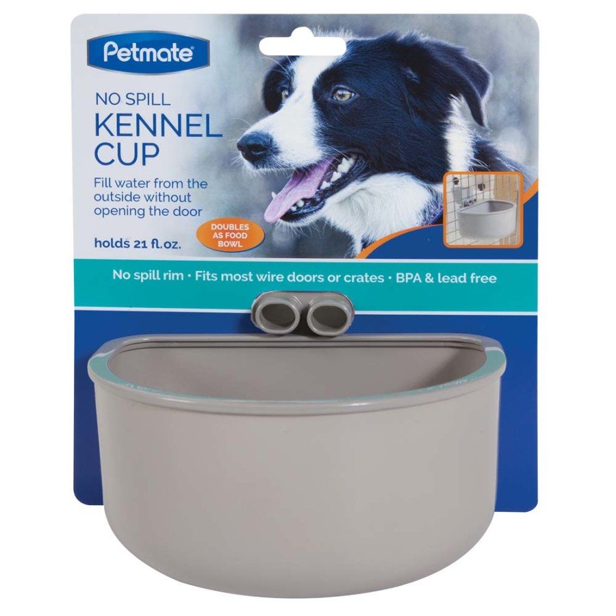 Petmate No Spill Dog Kennel Cup Grey Large, Kwik Pets