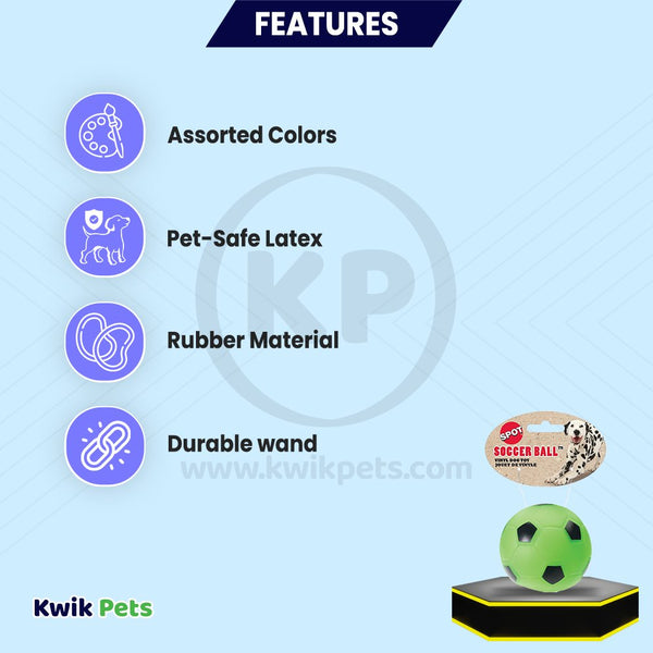 Ethical Pet Spot Soccer Ball Dog Toy Assorted 3-in, Kwik Pets