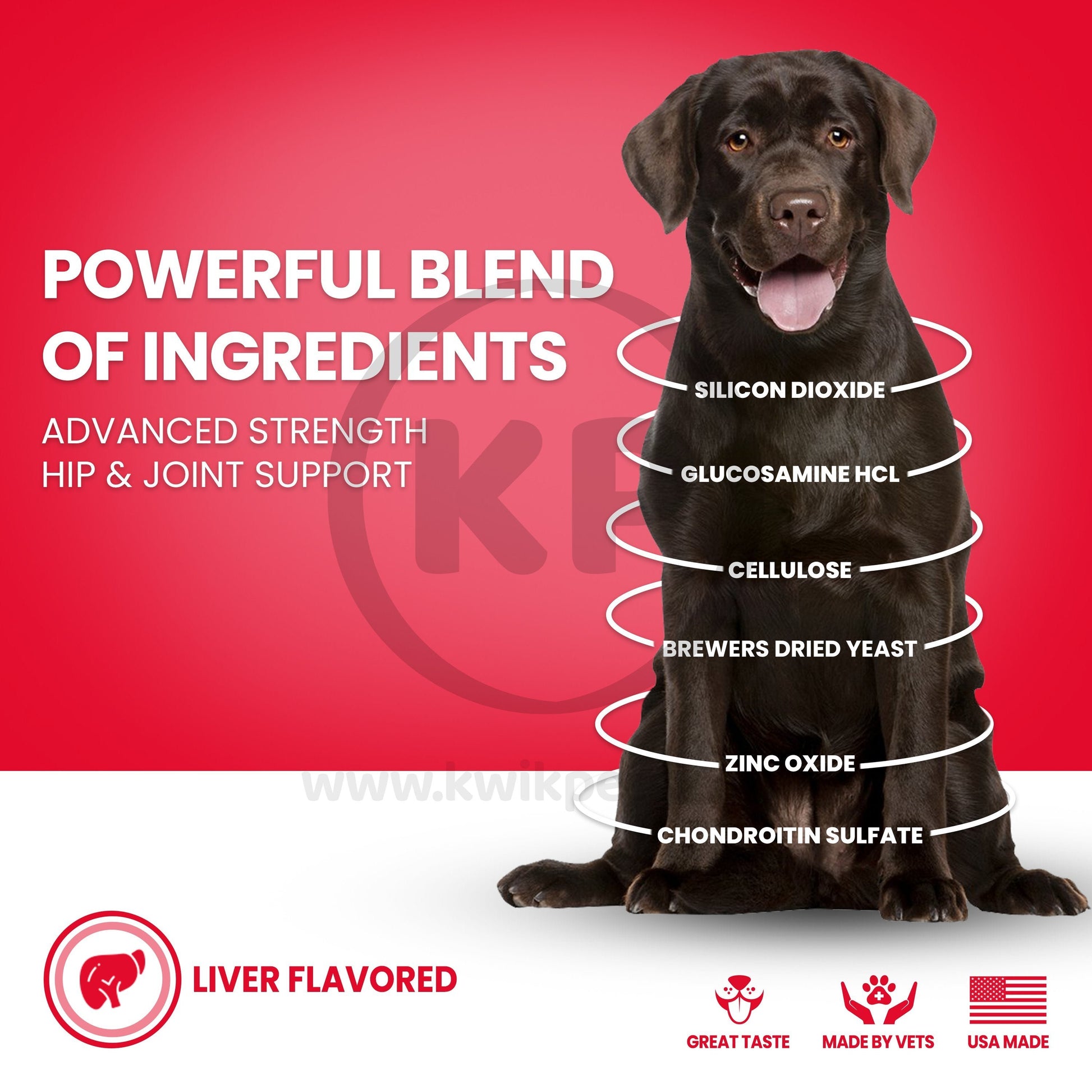 Info. Nutri-Vet Hip & Joint Advanced Strength Chewables for Dogs Liver 150 Count