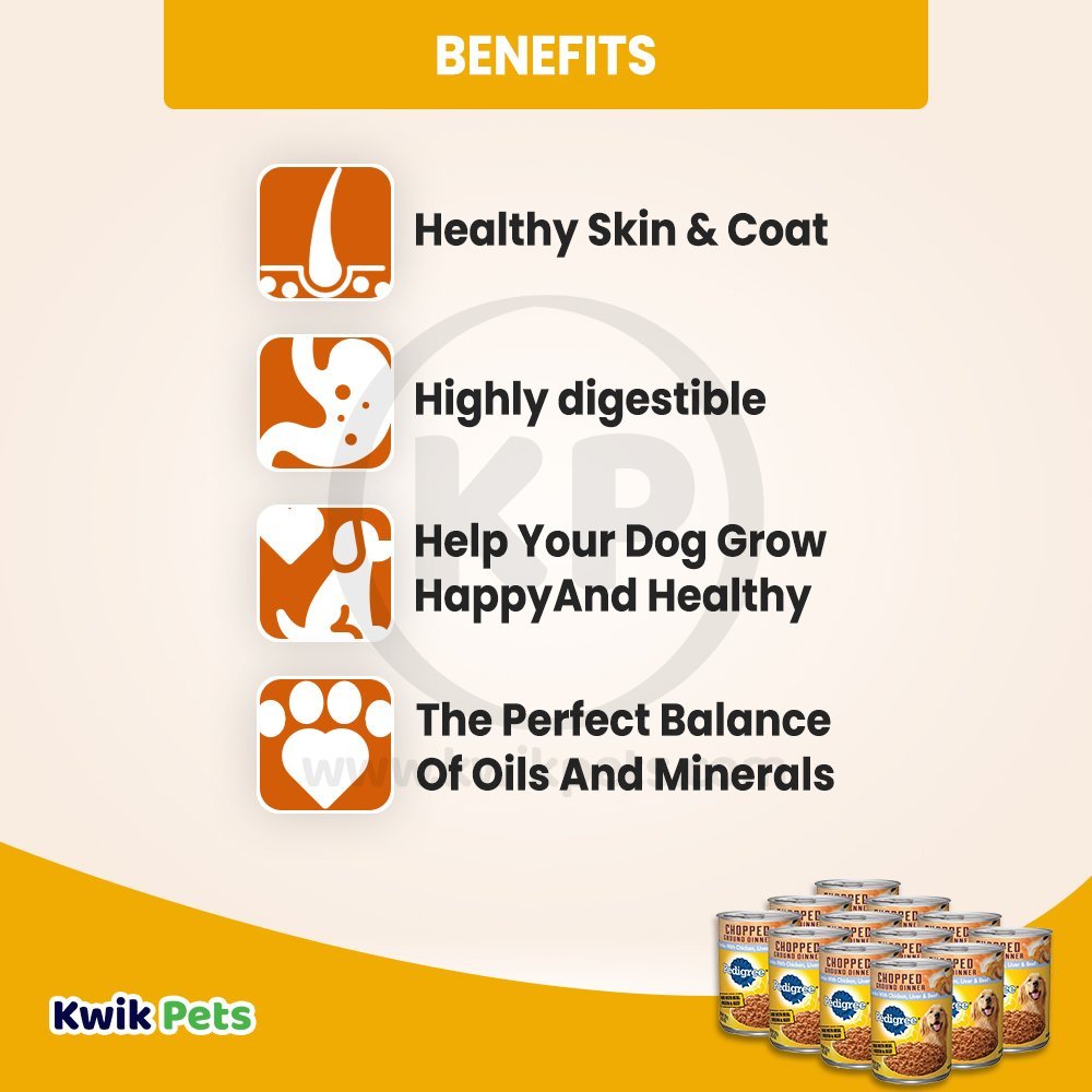 Benefits of Pedigree Chopped Ground Dinner Adult Wet Dog Food Chicken Beef & Liver 13.2-oz 12 Pack